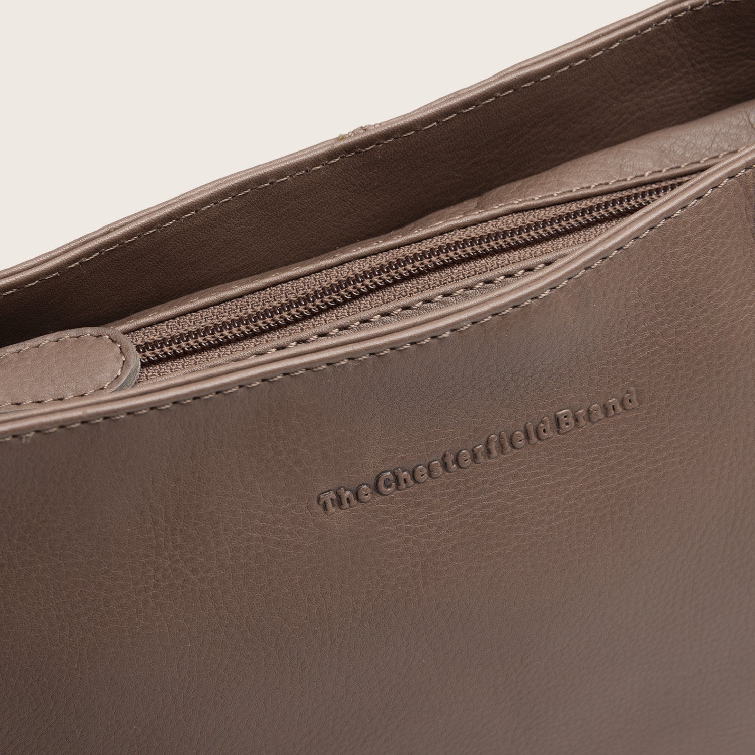 Sac Porté Épaule en Cuir Taupe Foncé Maris