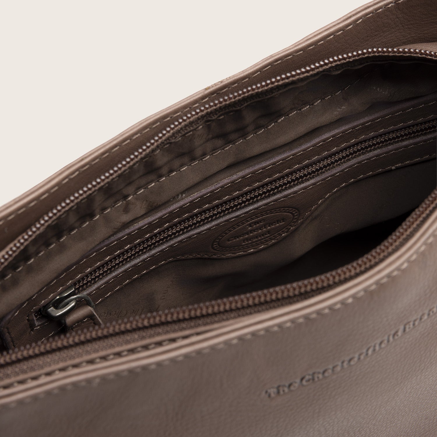 Sac Porté Épaule en Cuir Taupe Foncé Maris
