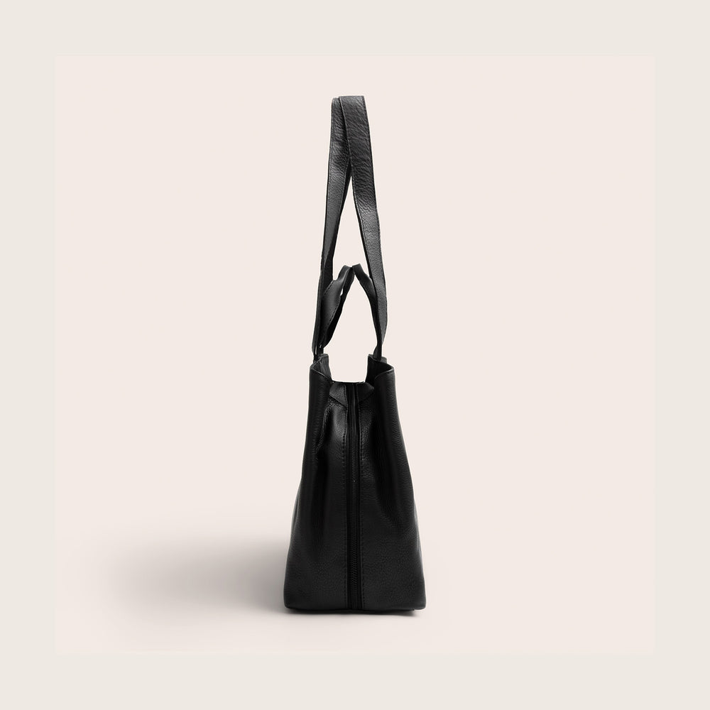 Sac Porté Épaule en Cuir Noir Nerissa