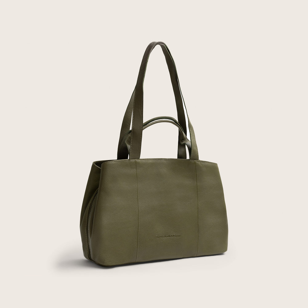 Sac Porté Épaule en Cuir Vert Olive Nerissa