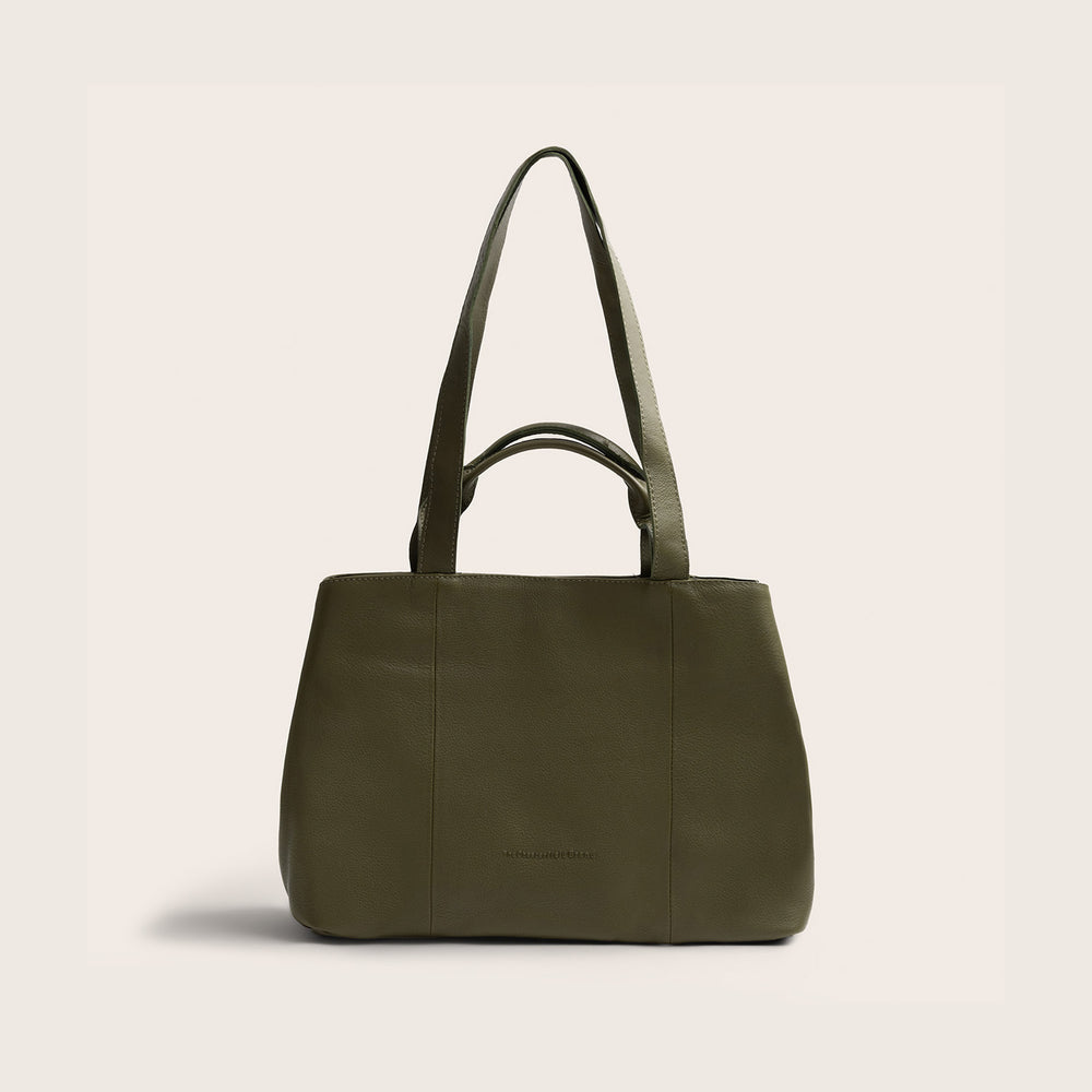 Sac Porté Épaule en Cuir Vert Olive Nerissa