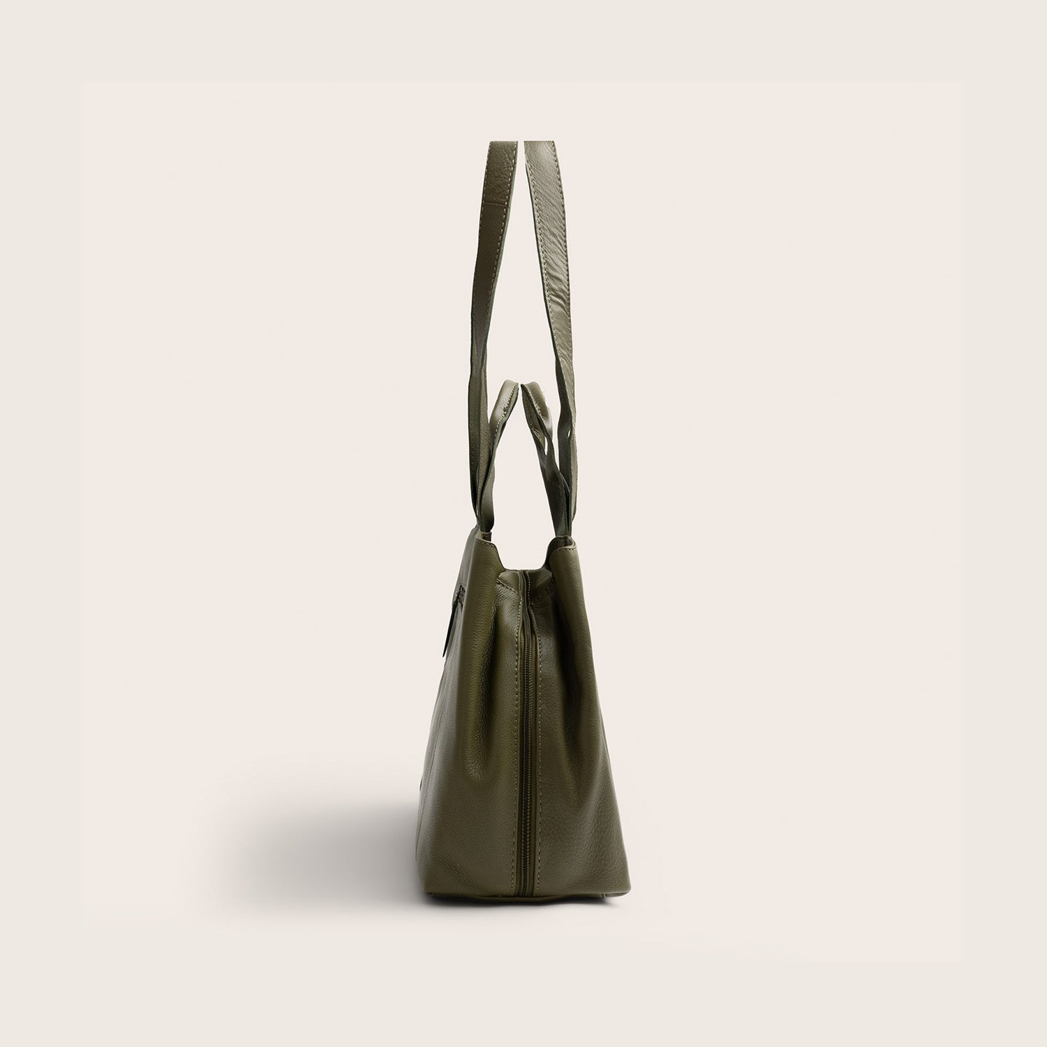 Sac Porté Épaule en Cuir Vert Olive Nerissa