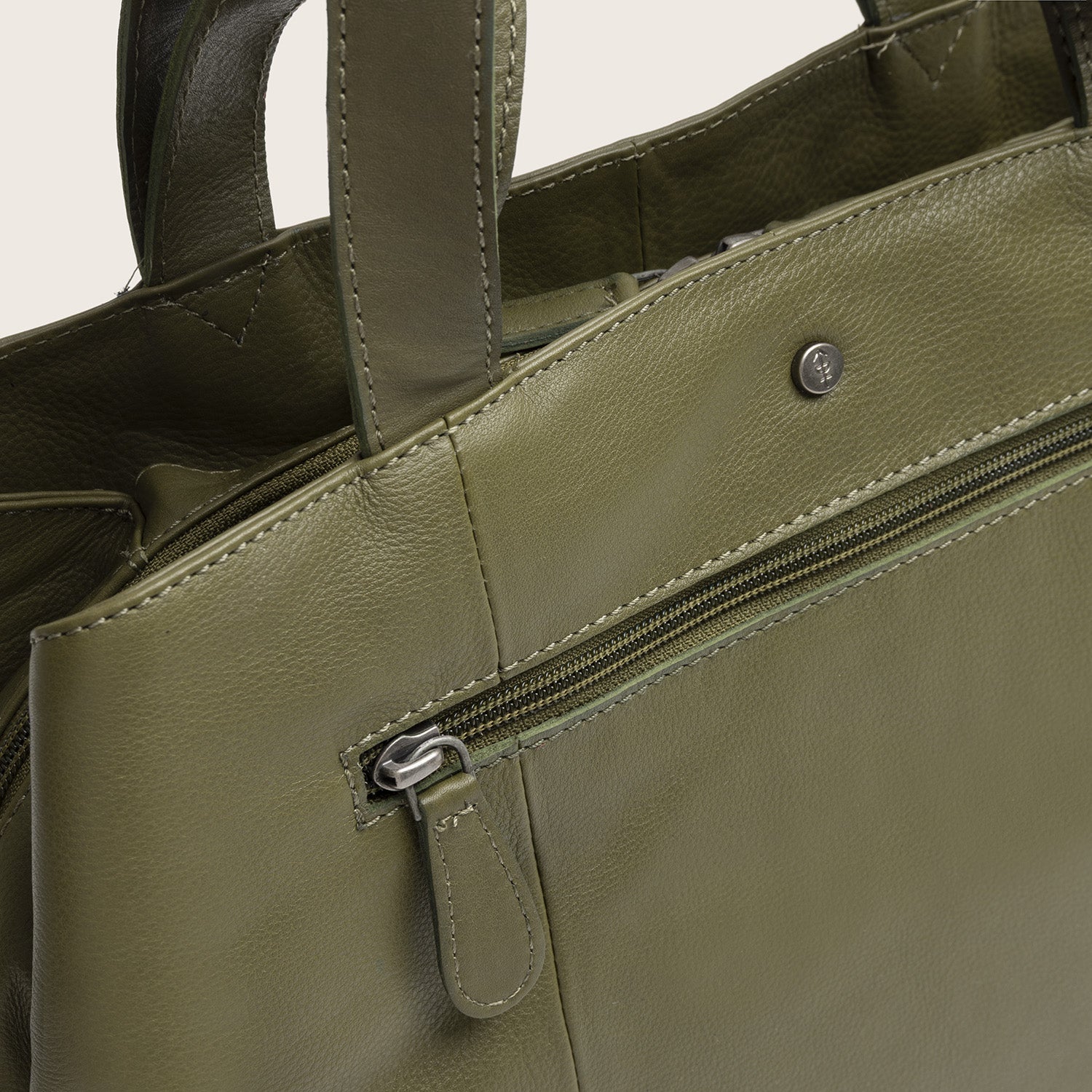 Sac Porté Épaule en Cuir Vert Olive Nerissa