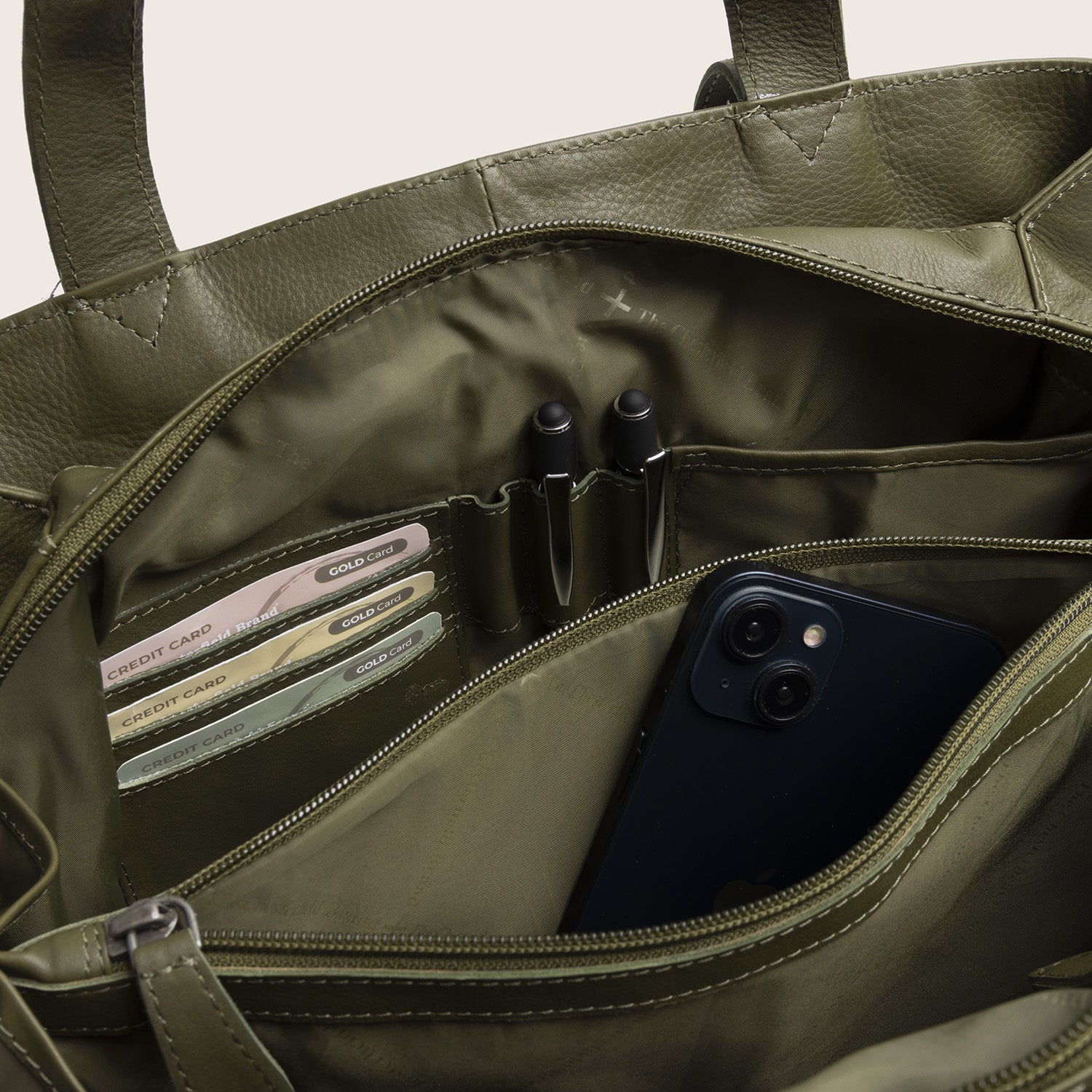 Sac Porté Épaule en Cuir Vert Olive Nerissa