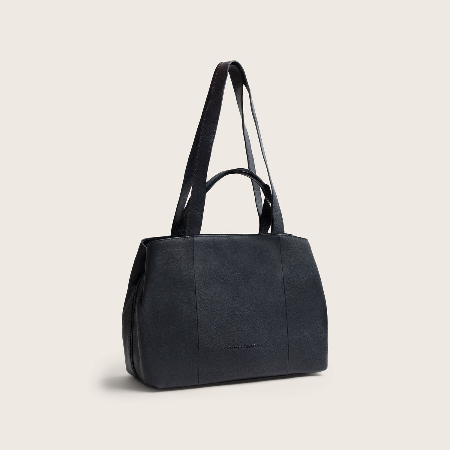 Sac Porté Épaule en Cuir Bleu Marine Nerissa