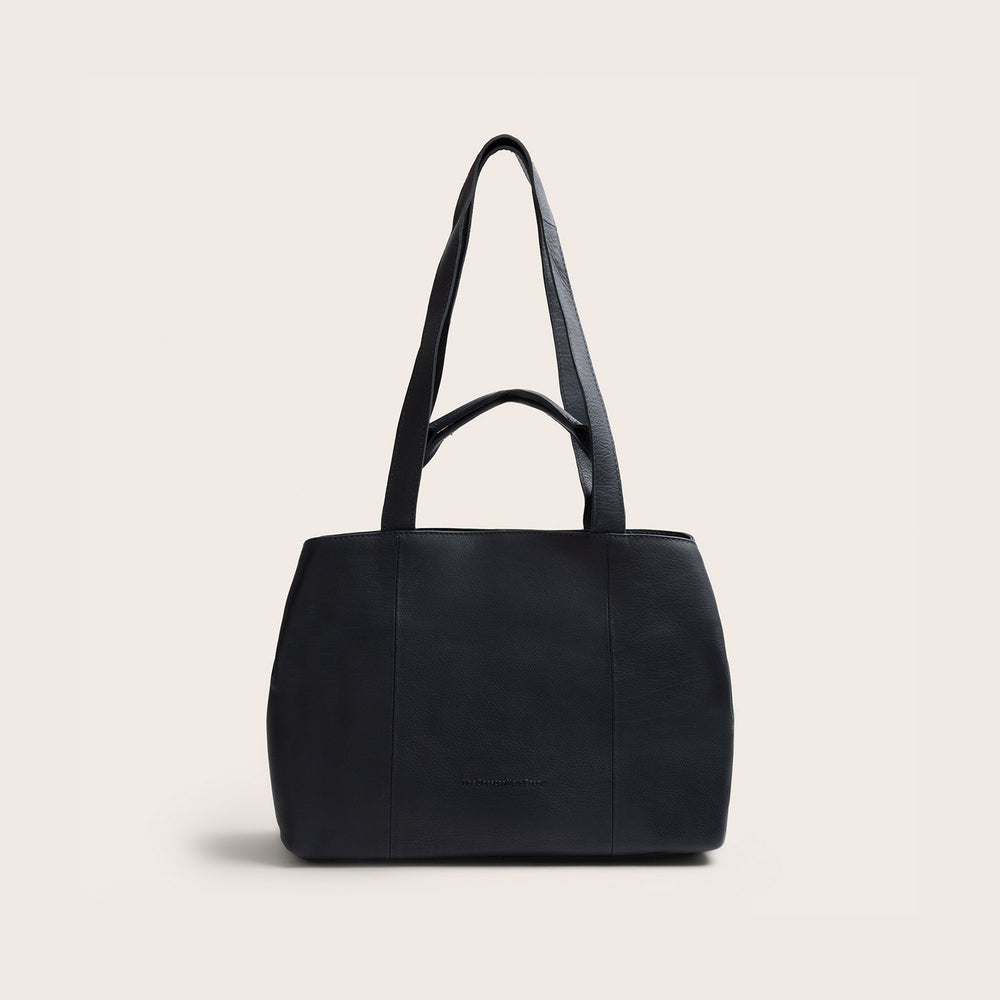 Sac Porté Épaule en Cuir Bleu Marine Nerissa