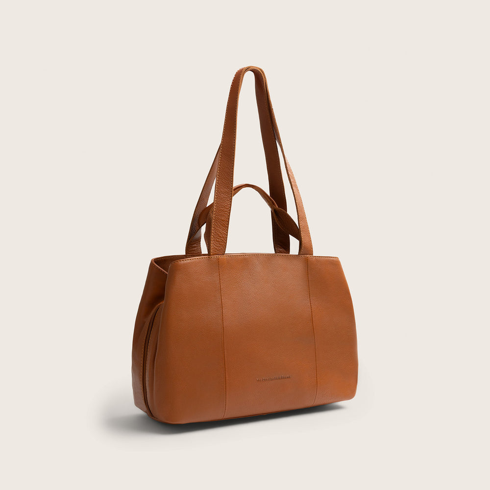 Sac Porté Épaule en Cuir Cognac Nerissa