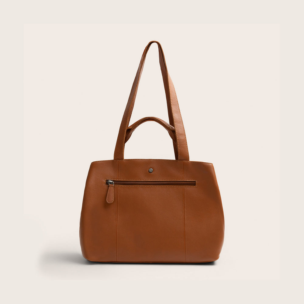 Sac Porté Épaule en Cuir Cognac Nerissa