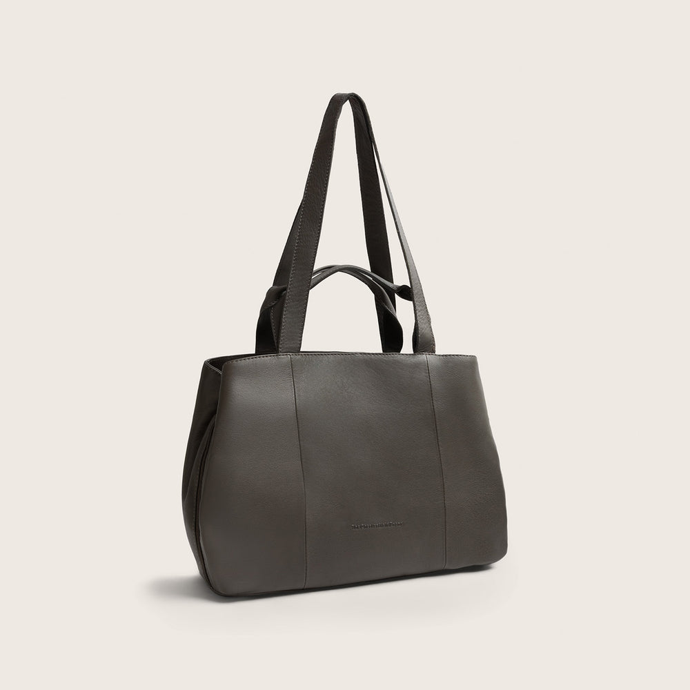 Sac Porté Épaule en Cuir Gris Argile Nerissa