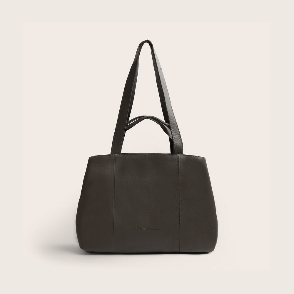 Sac Porté Épaule en Cuir Gris Argile Nerissa