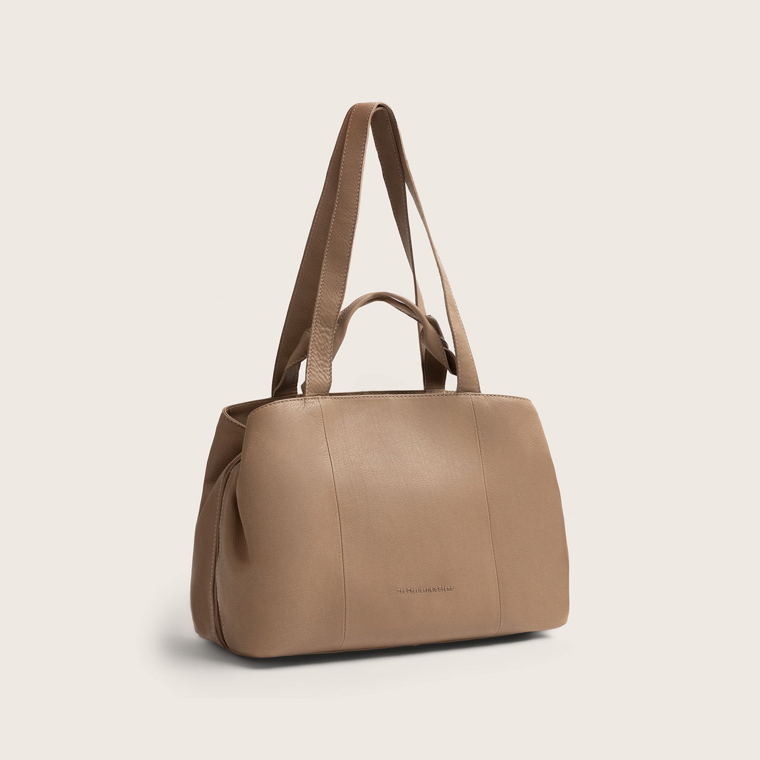 Sac Porté Épaule en Cuir Taupe Nerissa