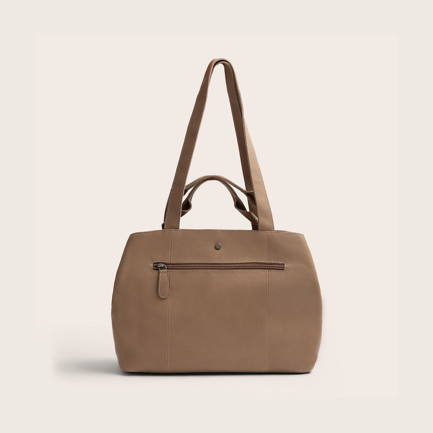 Sac Porté Épaule en Cuir Taupe Nerissa
