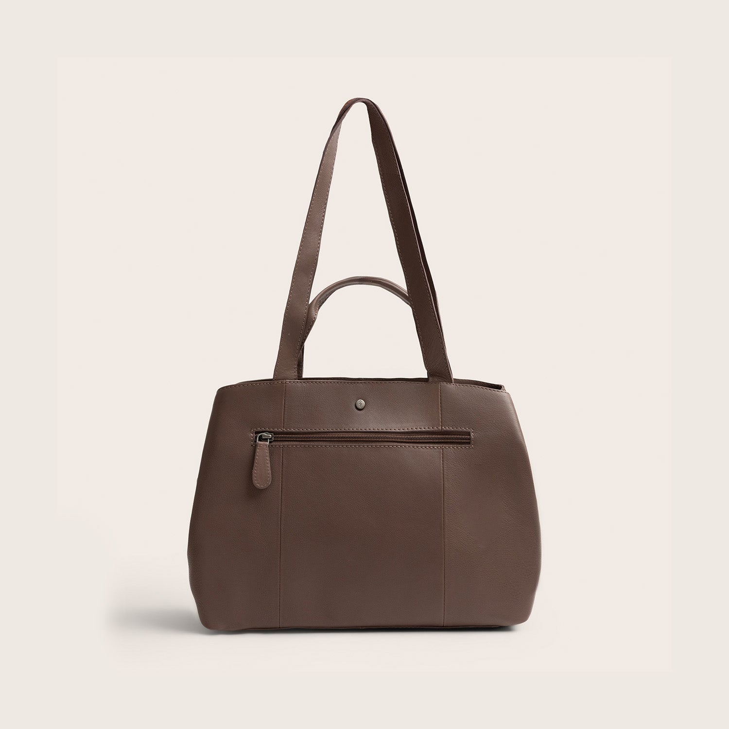Sac Porté Épaule en Cuir Taupe Foncé Nerissa