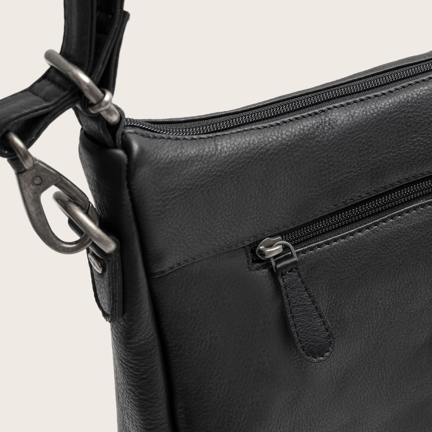 Sac Porté Épaule en Cuir Noir Azura