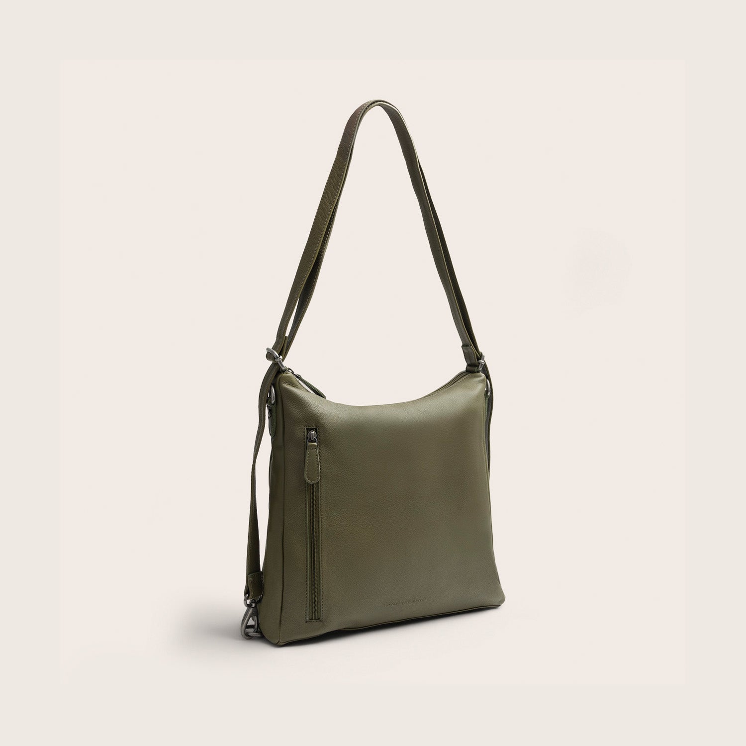 Sac Porté Épaule en Cuir Vert Olive Azura