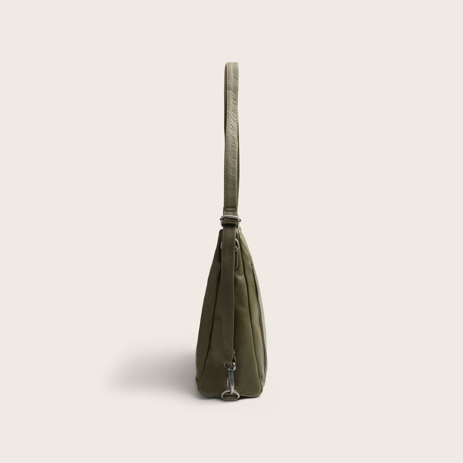 Sac Porté Épaule en Cuir Vert Olive Azura