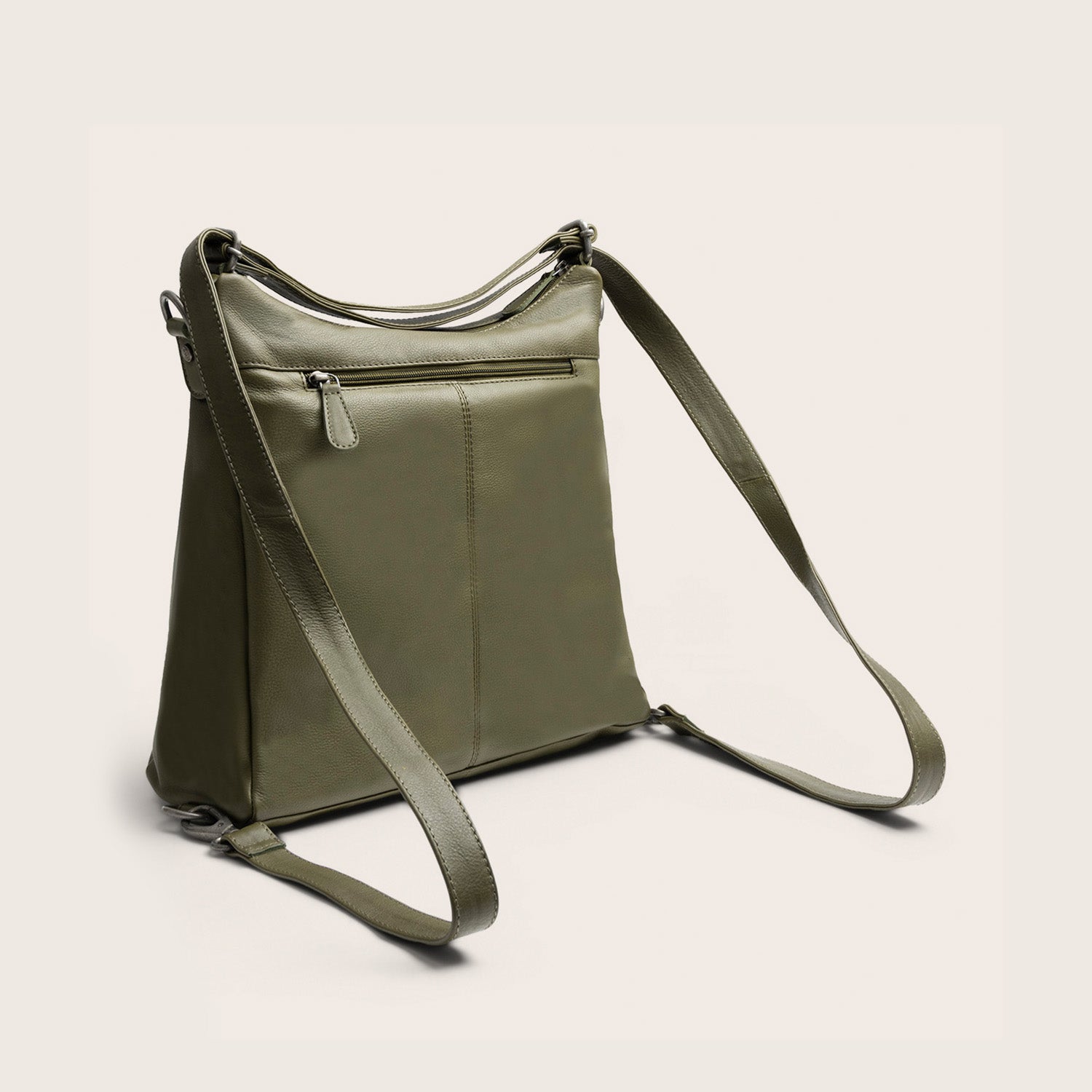 Sac Porté Épaule en Cuir Vert Olive Azura