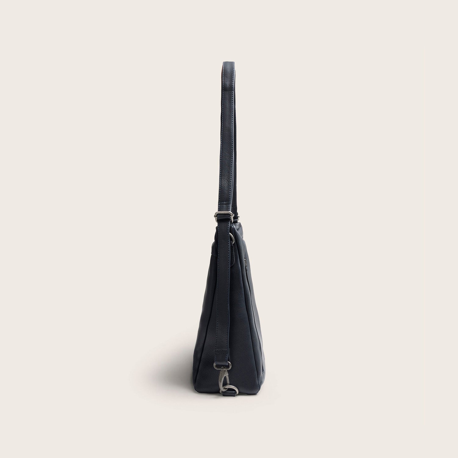 Sac Porté Épaule en Cuir Bleu Marine Azura