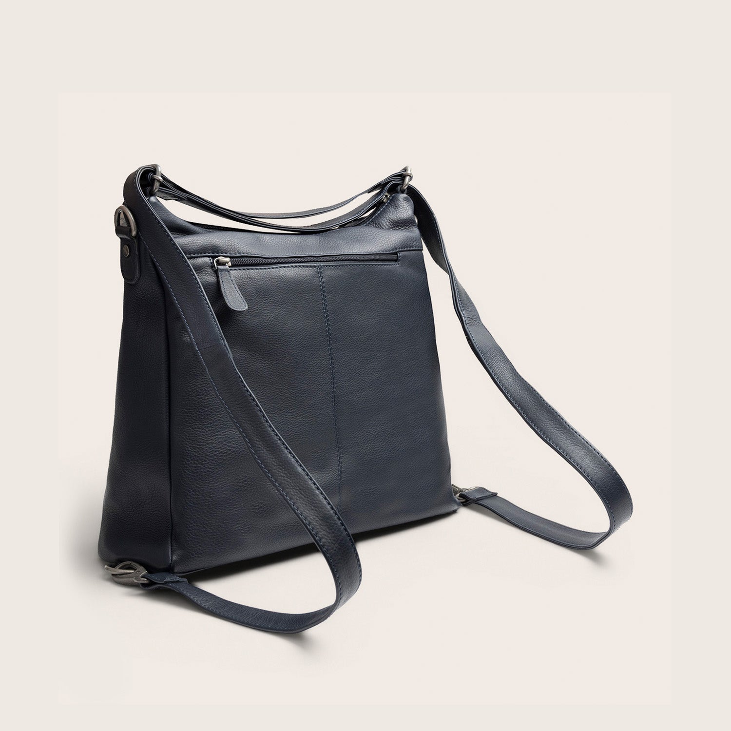 Sac Porté Épaule en Cuir Bleu Marine Azura