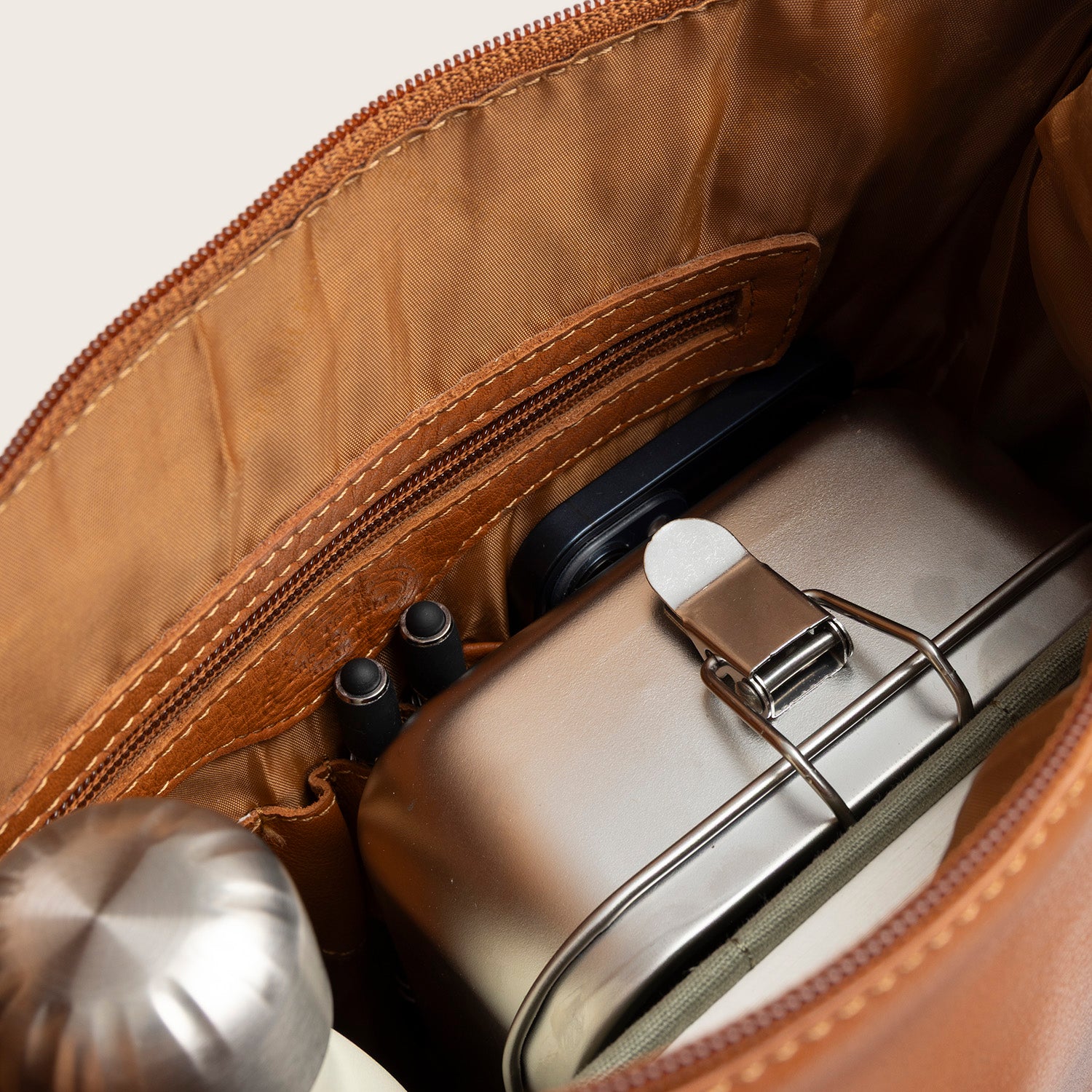 Sac Porté Épaule en Cuir Cognac Azura
