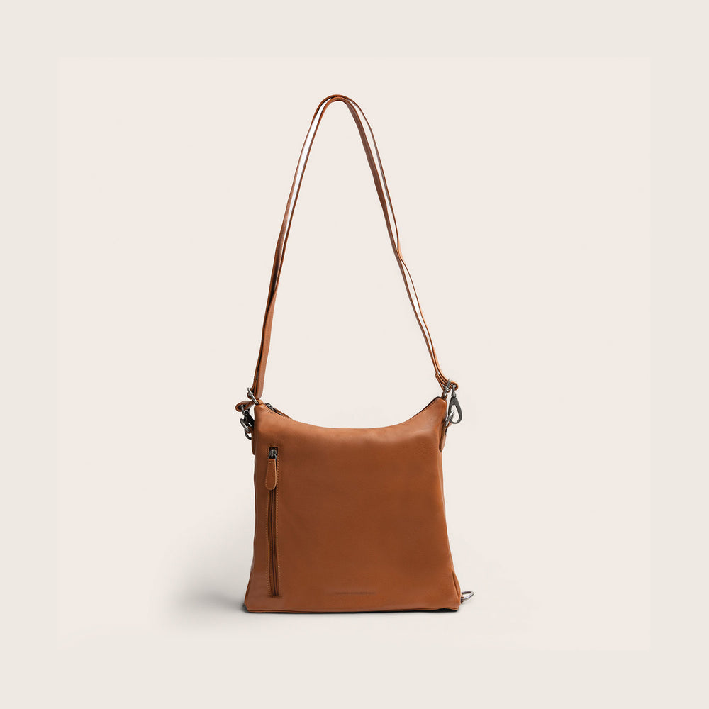 Sac Porté Épaule en Cuir Cognac Azura
