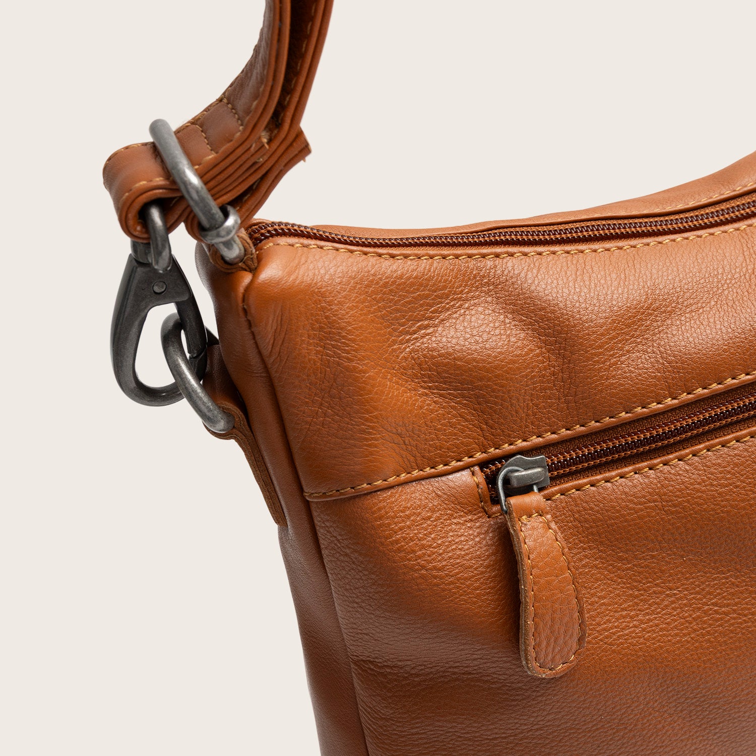 Sac Porté Épaule en Cuir Cognac Azura