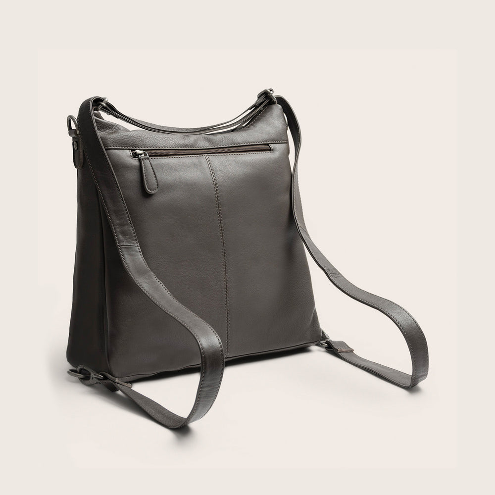 Sac Porté Épaule en Cuir Gris Argile Azura