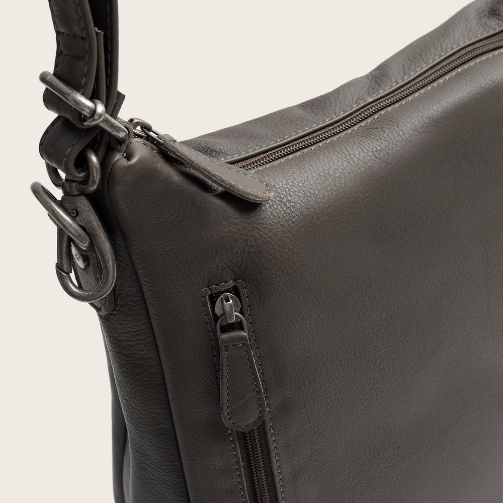 Sac Porté Épaule en Cuir Gris Argile Azura