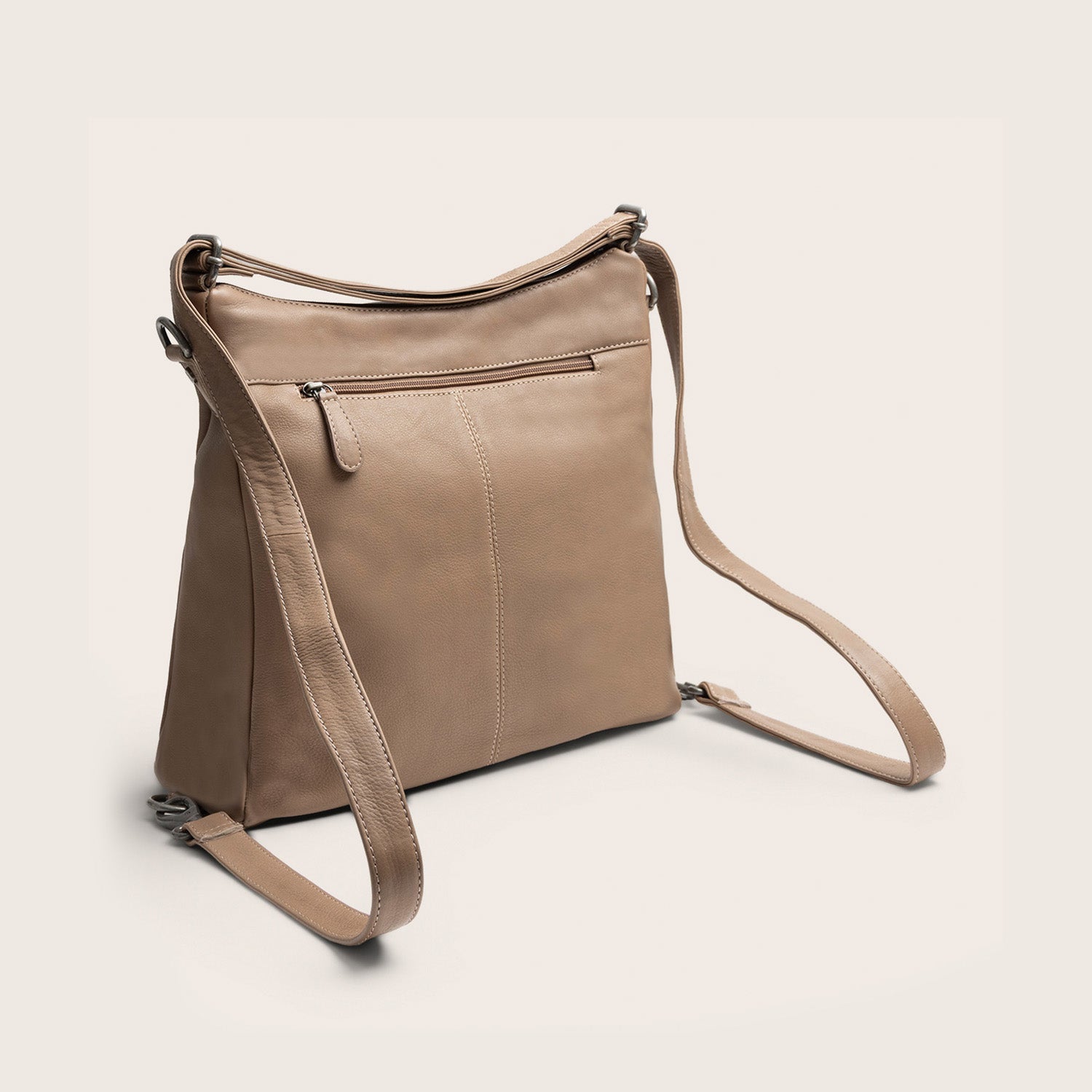 Sac Porté Épaule en Cuir Taupe Azura