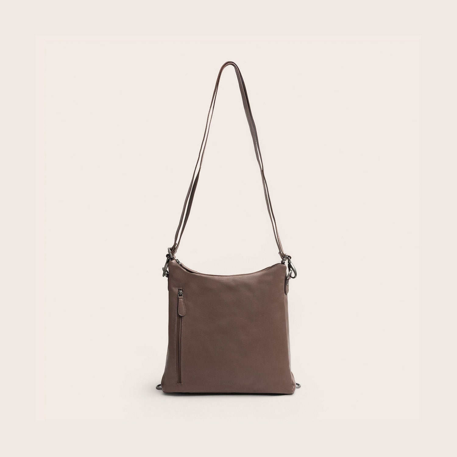 Sac Porté Épaule en Cuir Taupe Foncé Azura