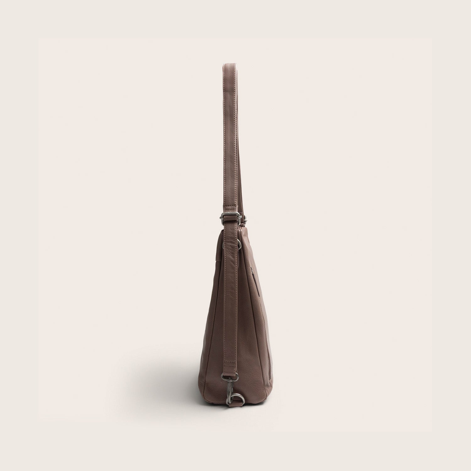 Sac Porté Épaule en Cuir Taupe Foncé Azura