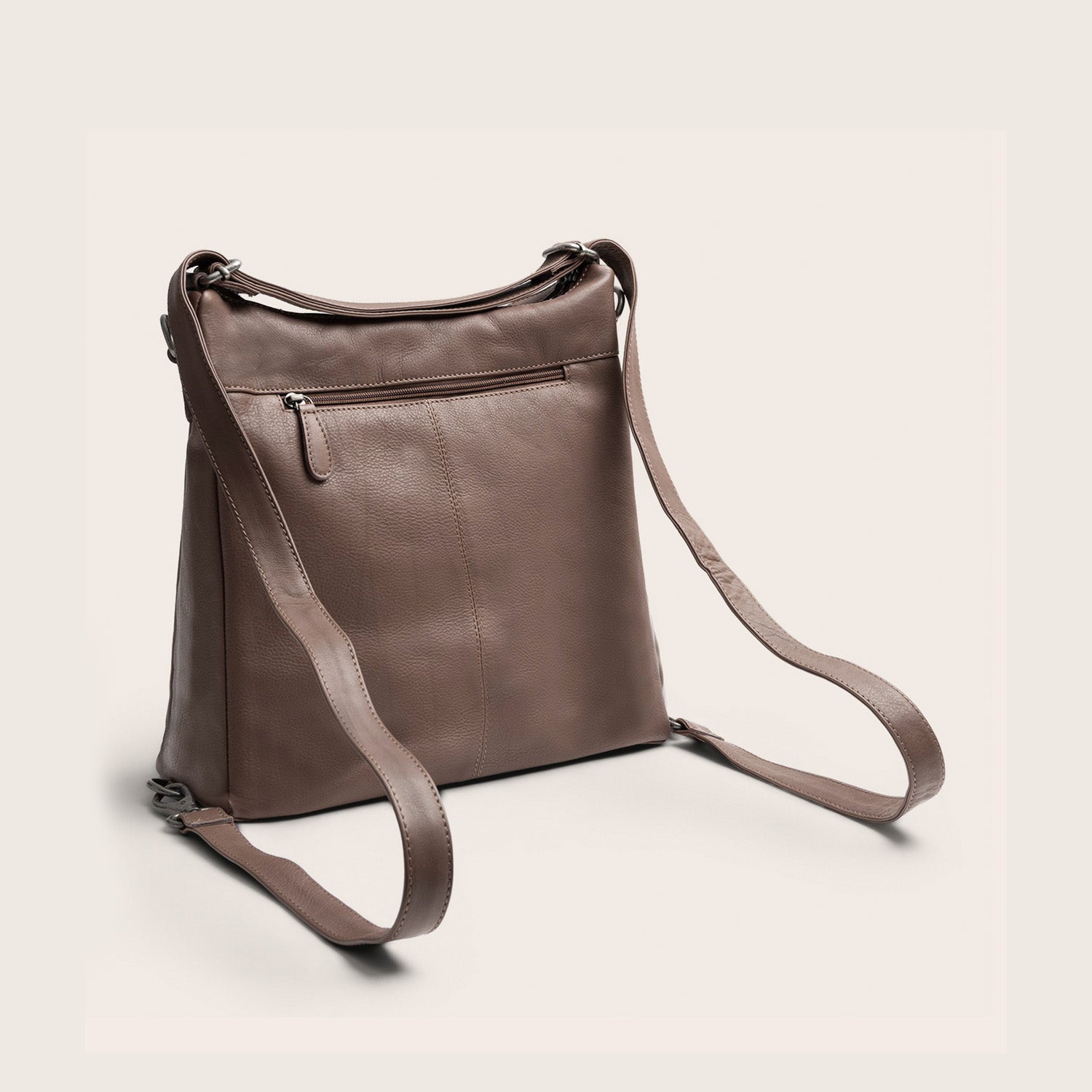 Sac Porté Épaule en Cuir Taupe Foncé Azura