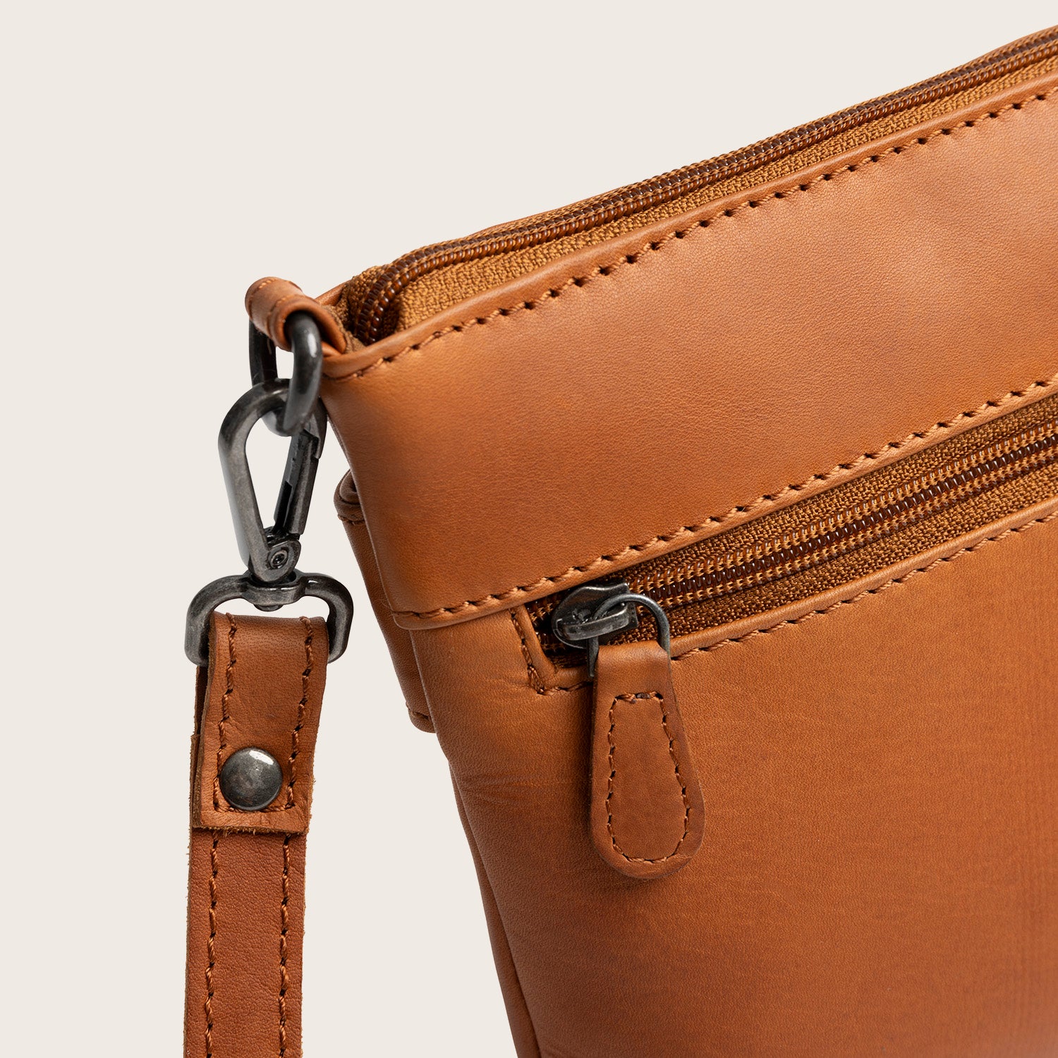 Sac Bandoulière en Cuir Cognac Harlan