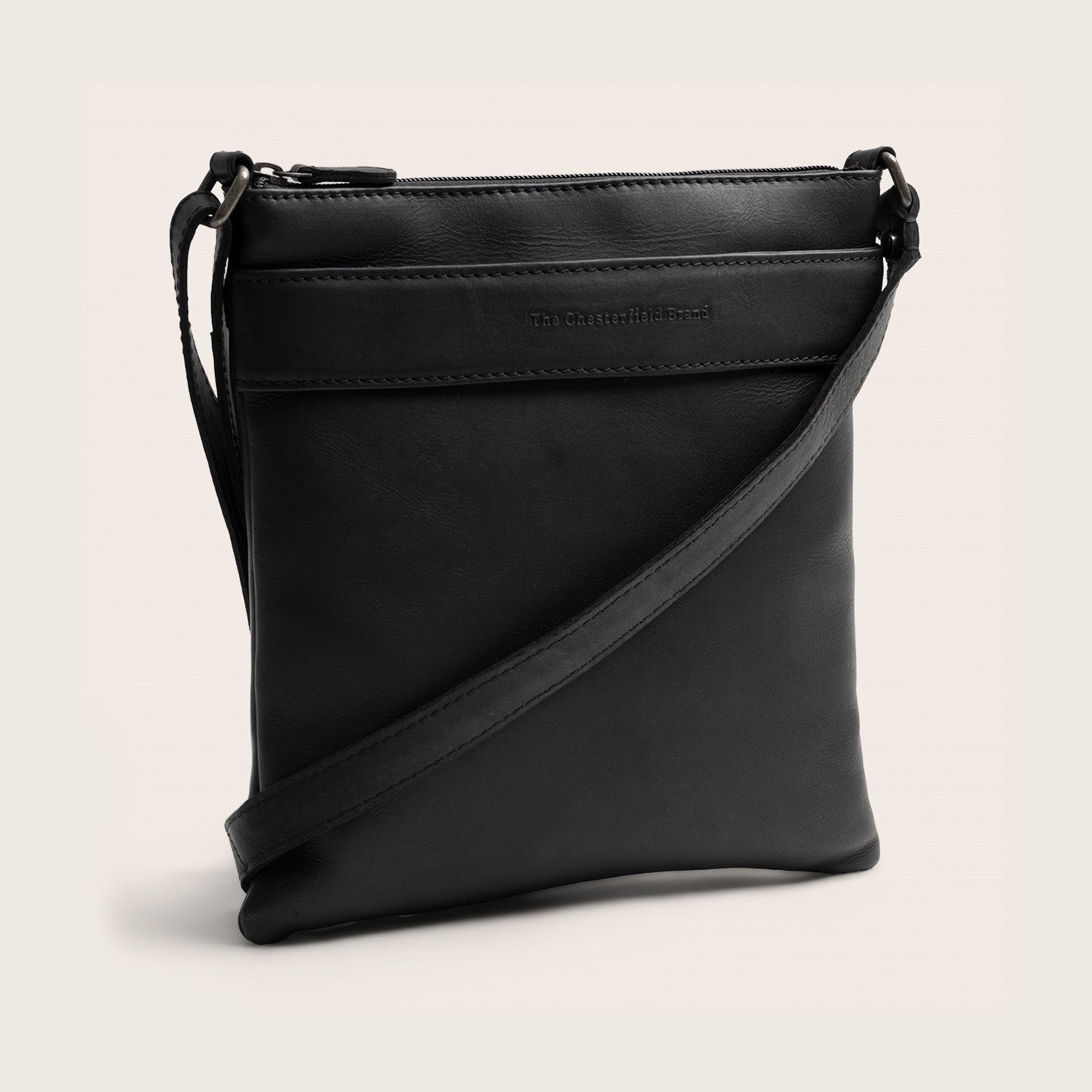 Leder Umhängetasche Schwarz Trenton
