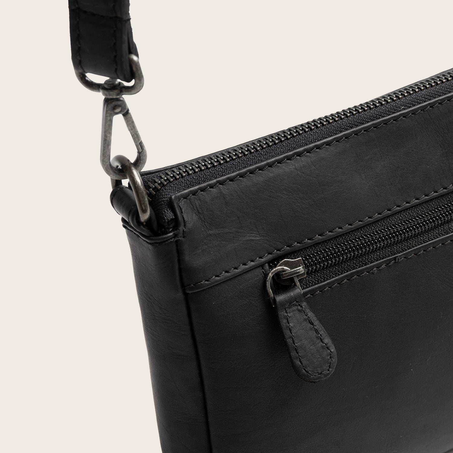 Leder Umhängetasche Schwarz Orinoco