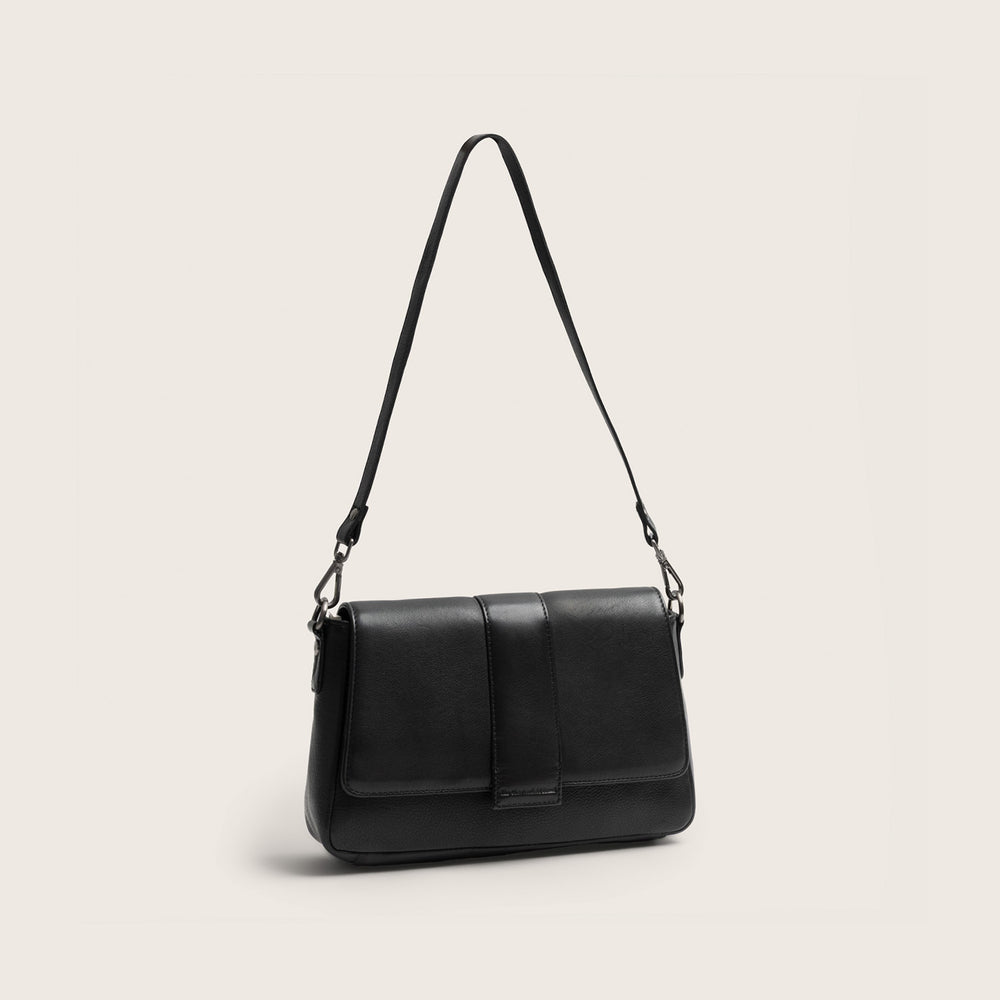 Sac Porté Épaule en Cuir Noir Zora