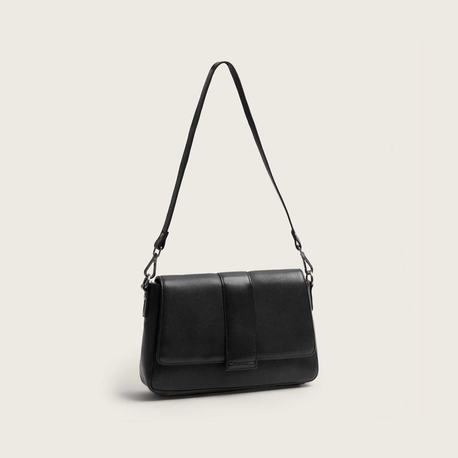 Sac Porté Épaule en Cuir Noir Zora
