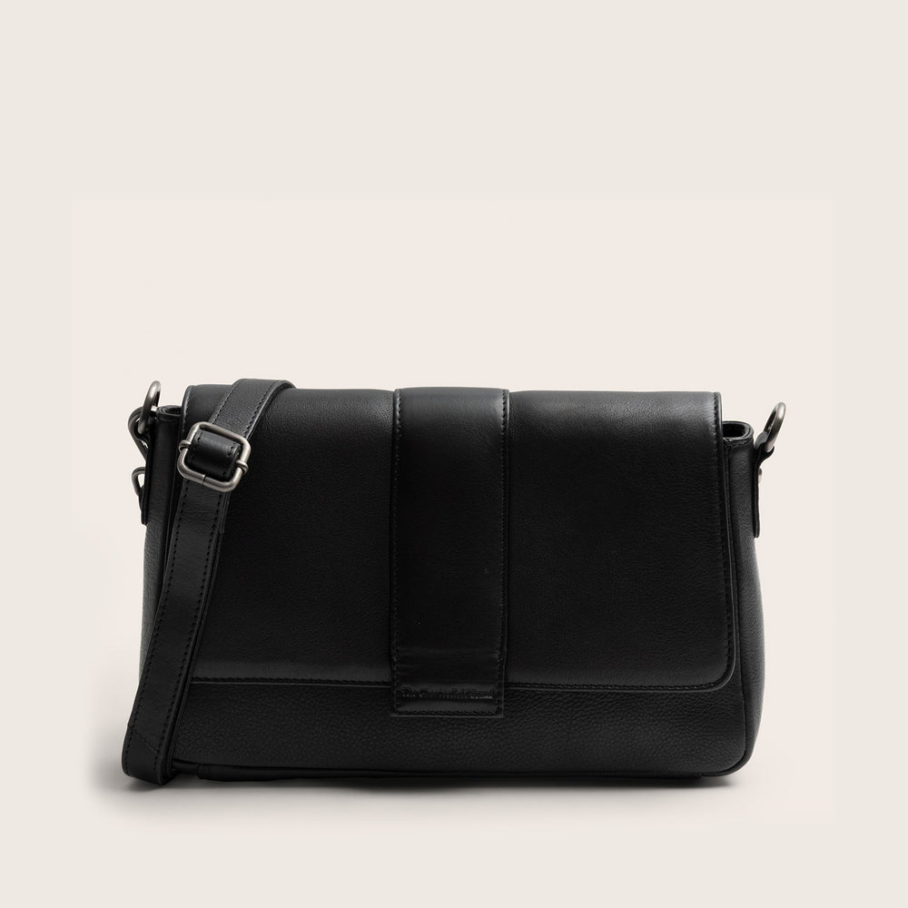 Sac Porté Épaule en Cuir Noir Zora