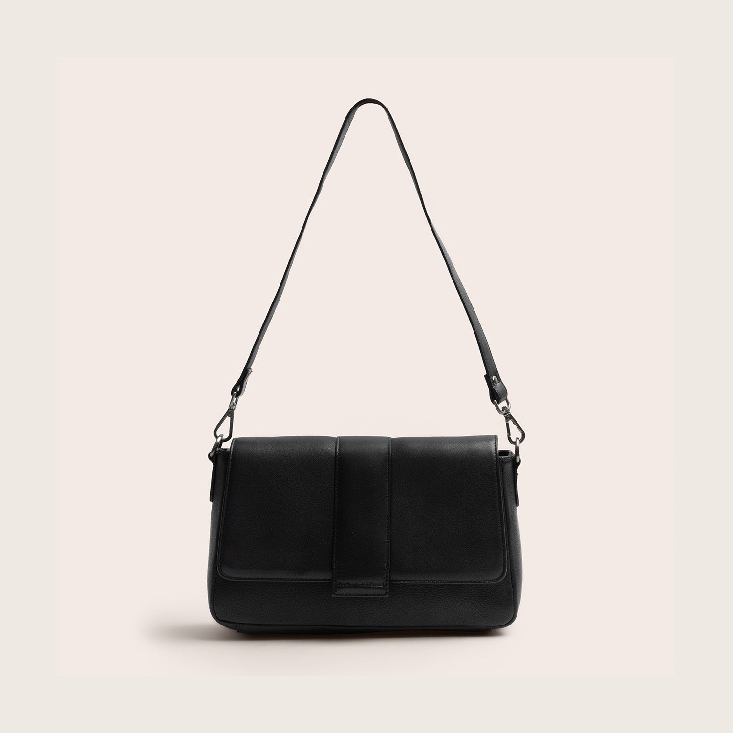 Sac Porté Épaule en Cuir Noir Zora