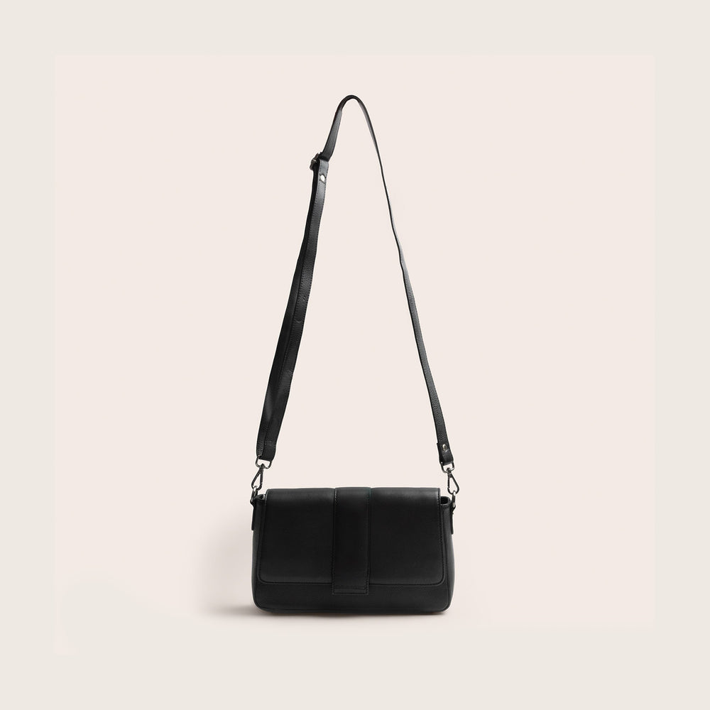 Sac Porté Épaule en Cuir Noir Zora