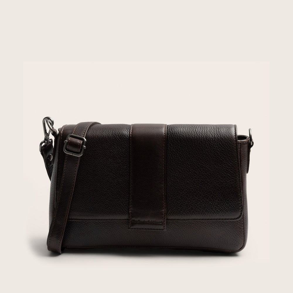 Sac Porté Épaule en Cuir Marron Zora