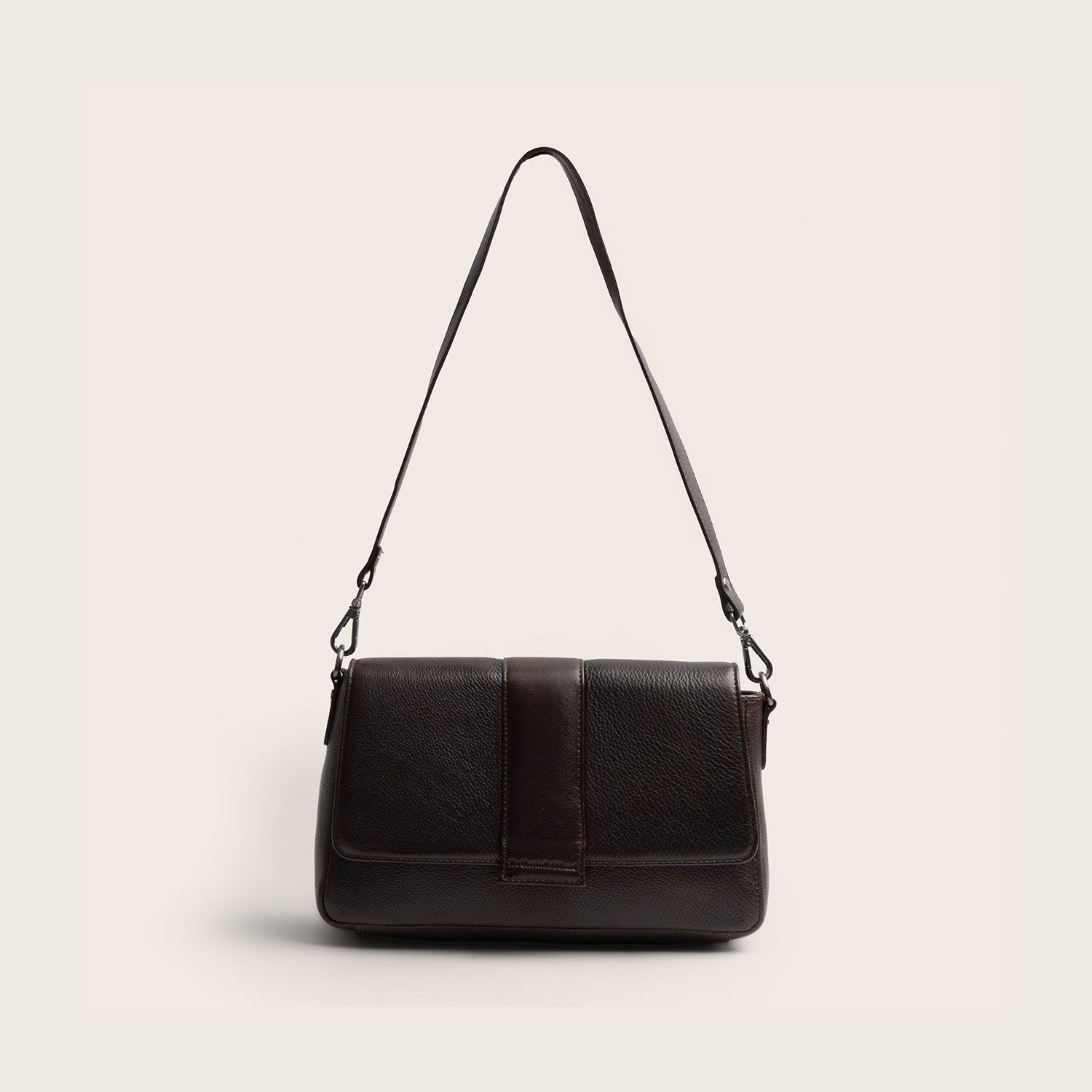 Sac Porté Épaule en Cuir Marron Zora