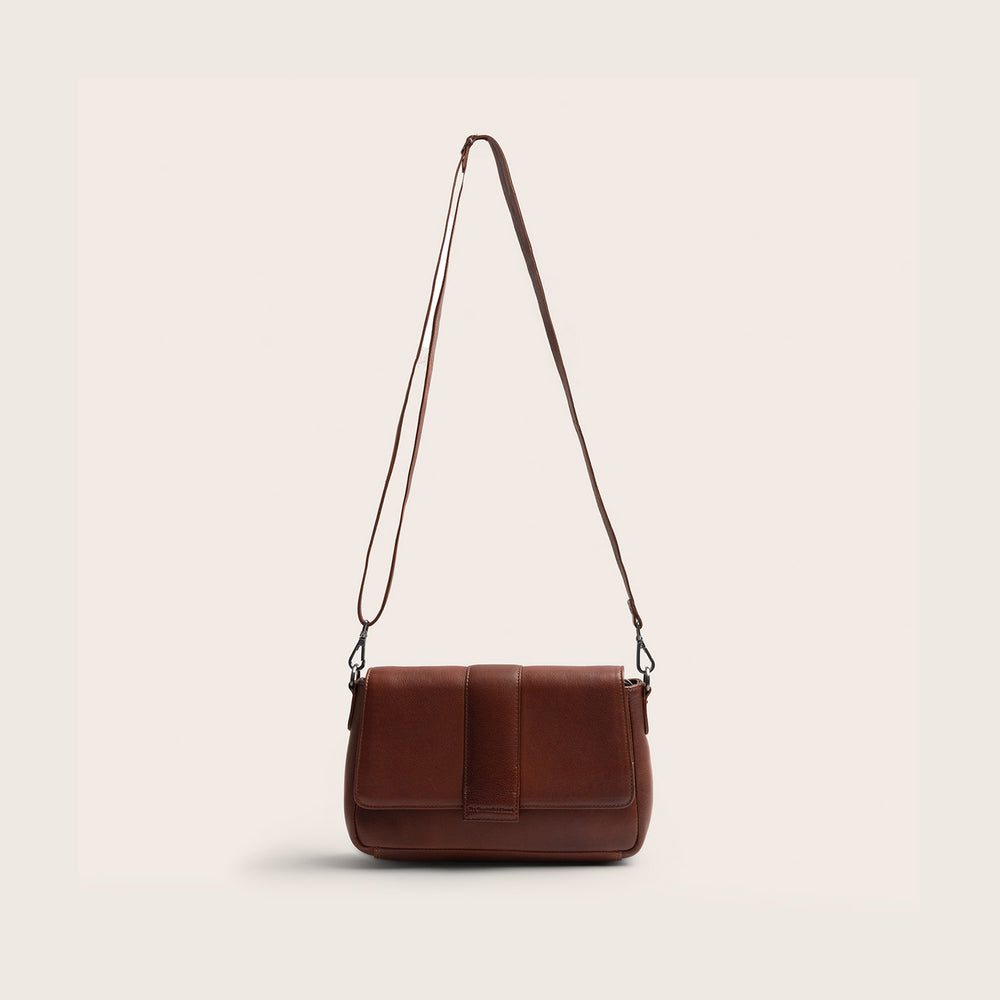 Sac Porté Épaule en Cuir Cognac Zora