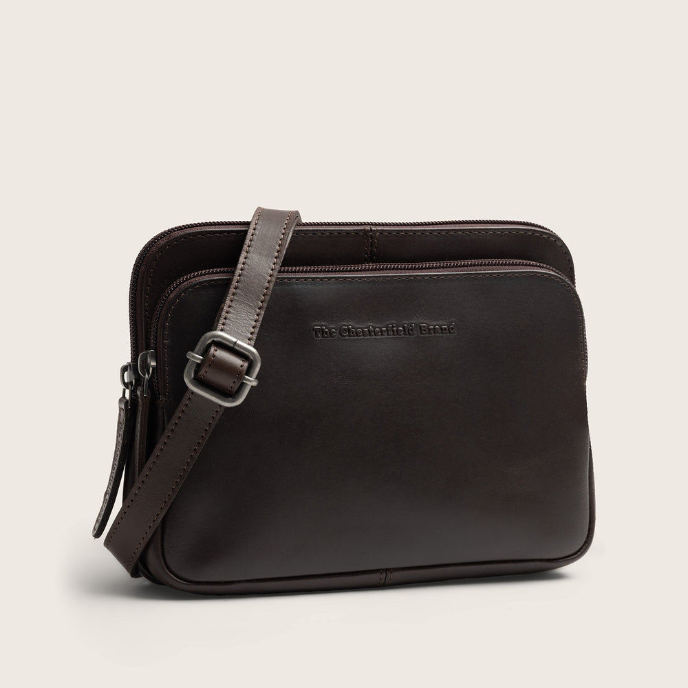 Sac Bandoulière en Cuir Marron Caia