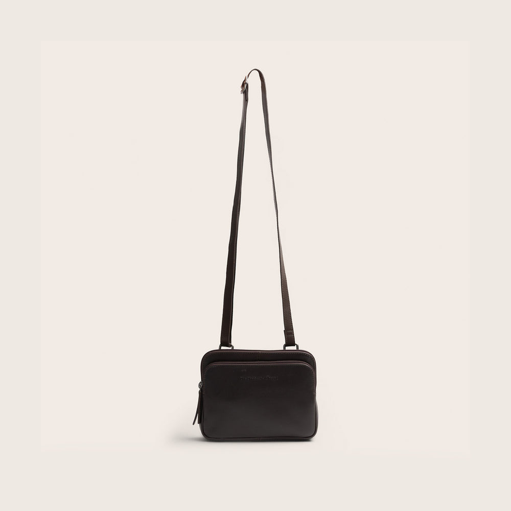 Sac Bandoulière en Cuir Marron Caia