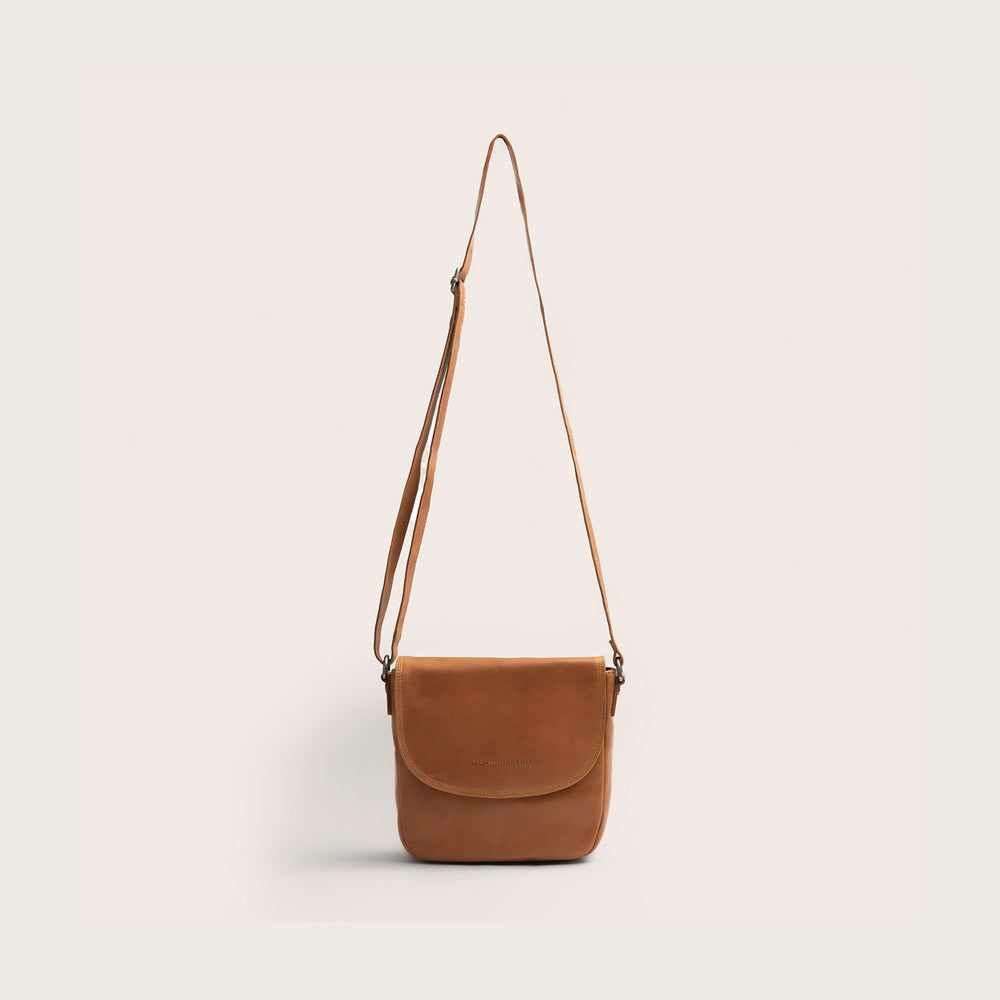 Sac Bandoulière en Cuir Cognac Vayana