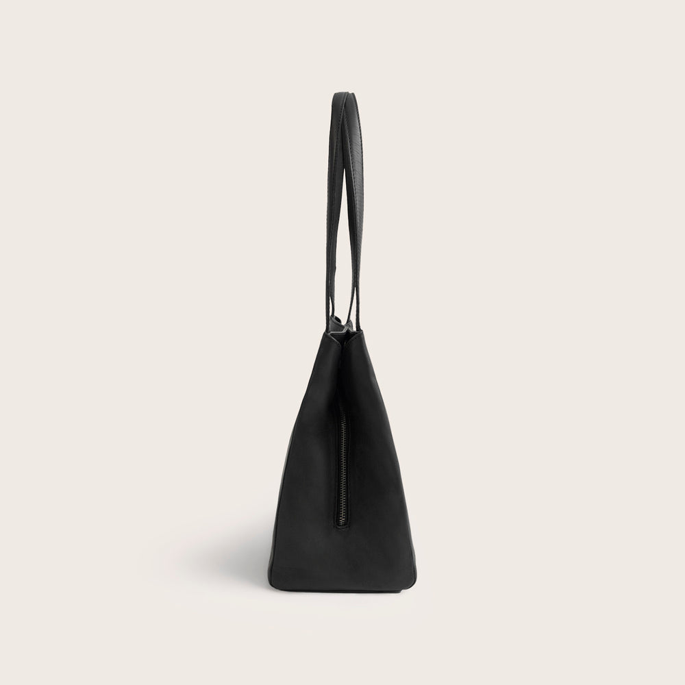Sac Porté Épaule en Cuir Noir Lioren