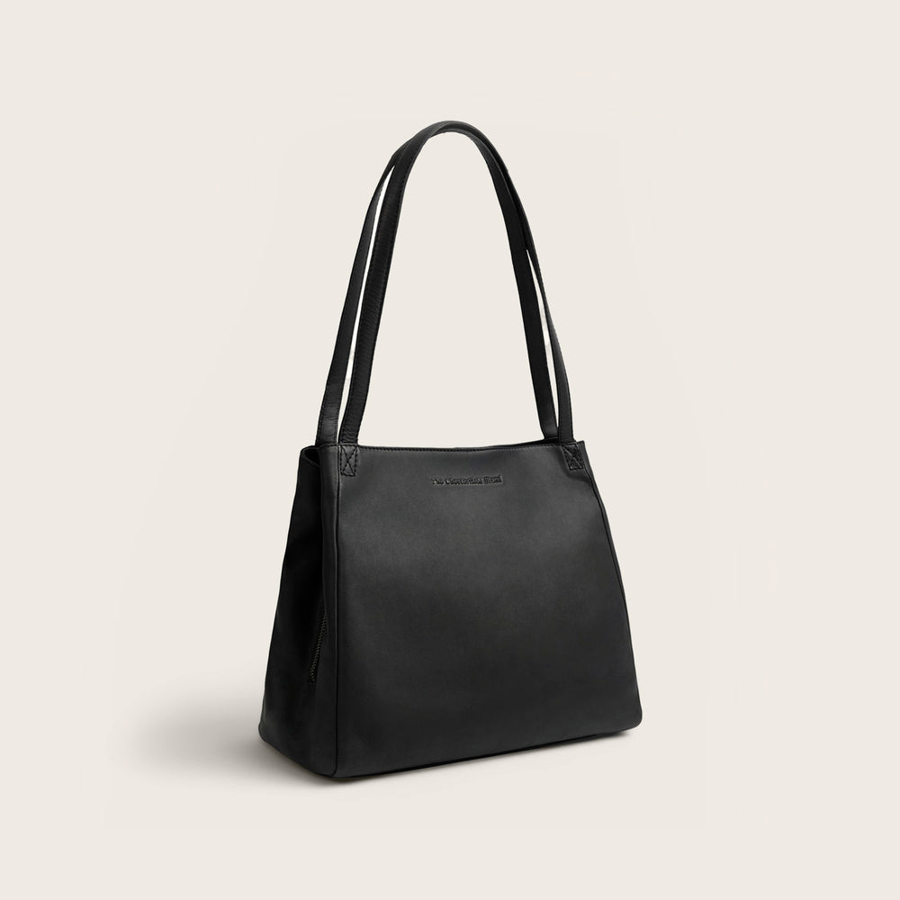 Sac Porté Épaule en Cuir Noir Lioren