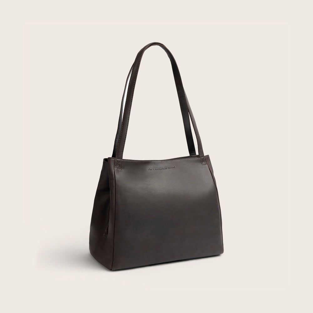 Sac Porté Épaule en Cuir Marron Lioren