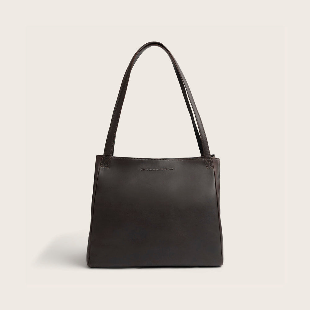 Sac Porté Épaule en Cuir Marron Lioren